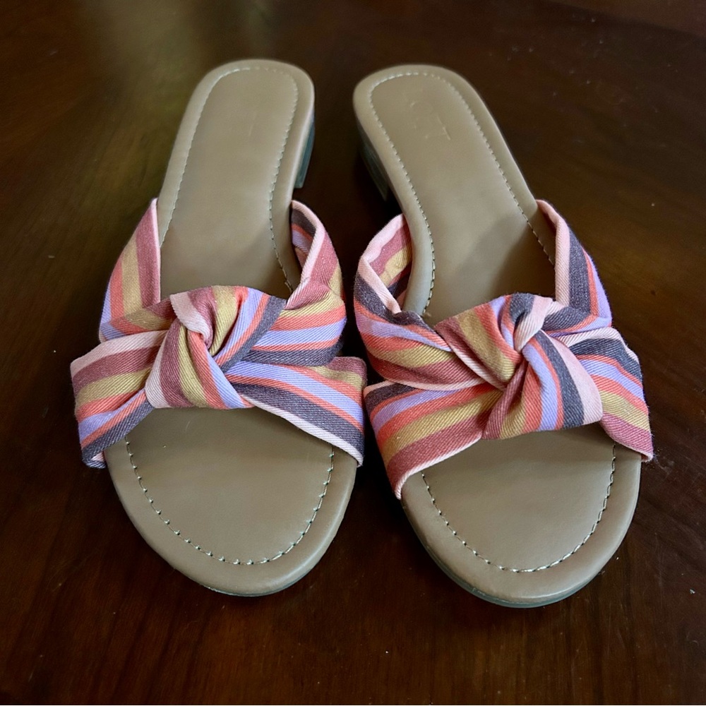 Ann Taylor Loft Beachy Summer Striped canvas knot sandals, 9